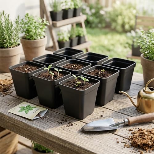 200 Packs Square Nursery Pots for Plants 2.8 Inch Seedling Pots