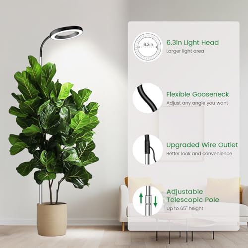Garpsen Grow Lights for Indoor Plants, 6000K, Height Adjustable, Plug-in