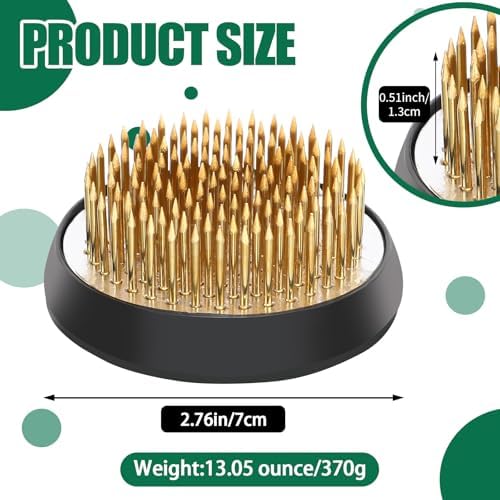 Sliner 16 Pcs Floral Frogs Round Flower Holder,Gold,2.76 Inch
