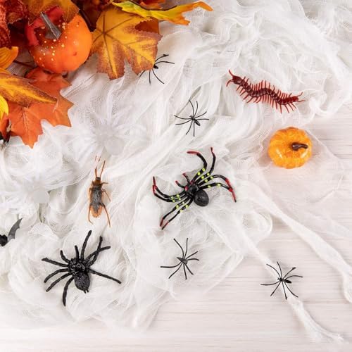 Waline Halloween Spooky Scary Cloth 41.6 x 7.2 Ft - White Gauze Fabric Decorations for Haunted House, Indoor/Outdoor Doorways & Entryways - Creepy Fabric Party Supplies