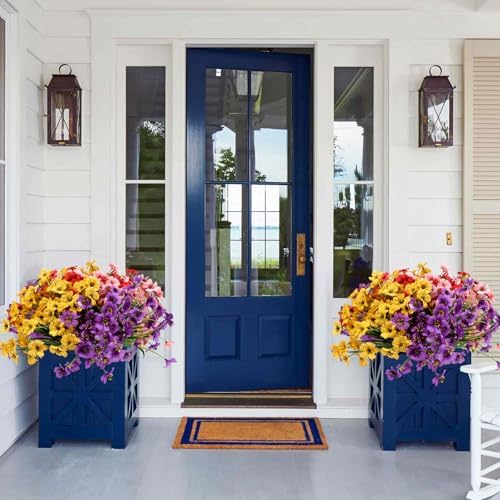 Geegoods 32 Bundles Artificial Mums Flowers for Outdoors, Mix 4 Colors