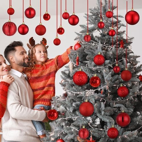 36 Pcs Christmas Balls Ornaments for Ceiling, Red