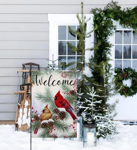 Welcome Christams Garden Flags for Outside 12x18 Inch Double Sided