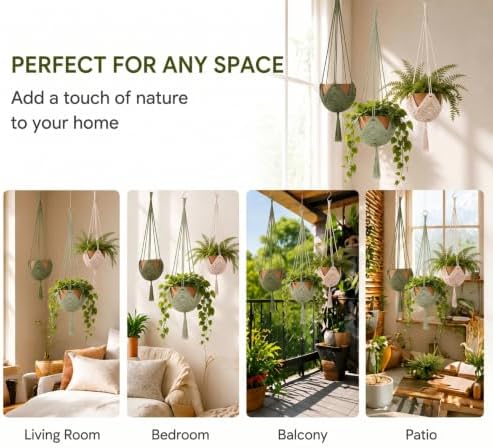 Shappy 3 Pack Boho Macrame Plant Hanger for Indoor