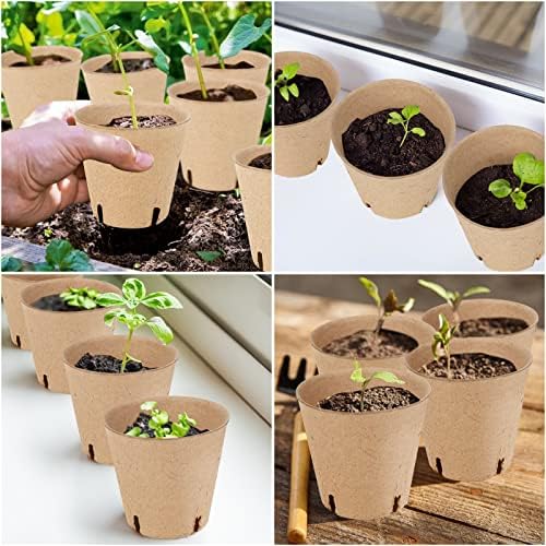 HXSEMAYIG 100PCS Peat Pots, 3.15Inch Seed Starting Pots with Drainage Holes Round Nursery Pot, Garden Germination Nursery Pot Bonus 20 Plant Labels