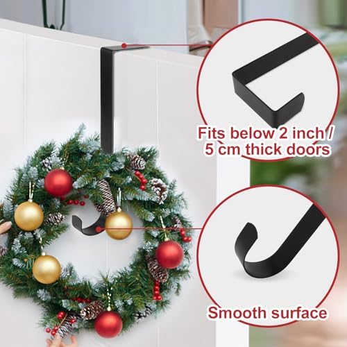 12" Slim Wreath Hanger for Front Door Black Door Wreath Hangers