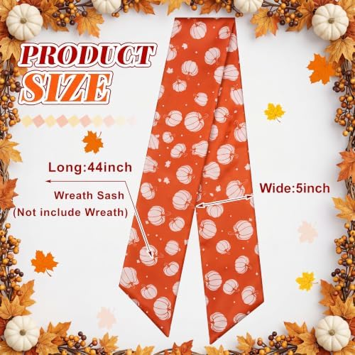 VitalCozy Fall Pumpkin Wreath Sash for Front Door