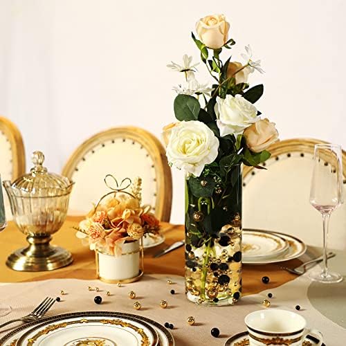 Junkin 300 Pcs Faux Pearl Vase Filler No Hole Beads, Gold, Black