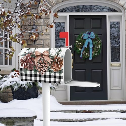 Winter Pine Cone Mailbox Cover Magnetic Standard Size 21" x 19"