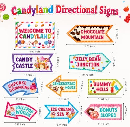 20Pcs Candy Land Party Decorations, Halloween Decor Signs