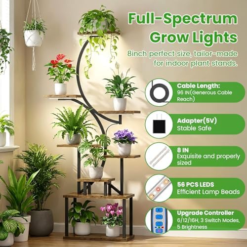 Wiaxulay 8in Grow Lights for Indoor Plants, Full Spectrum Plant Light Strip