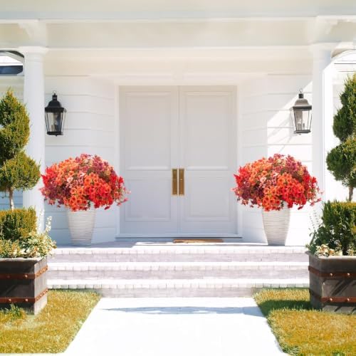 16 Bundles UV Resistant Artificial Fall Mums Outdoor Flowers Autumn Decor