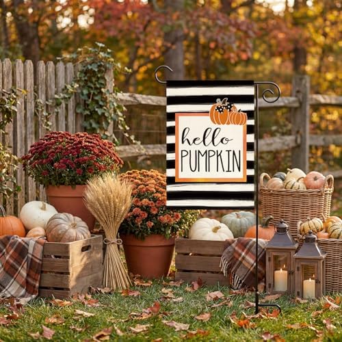 AVOIN colorlife Hello Pumpkin Fall Garden Flag 12x18 Inch