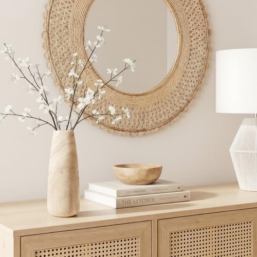 Natural Wood Vase for Dried Flowers – 9 Inch Decorative Table Vase