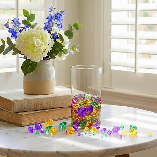 Syhood 570 Pcs Yellow, Green and Purple Acrylic Gems Plastic Crystals