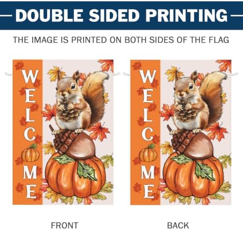 Large Fall Squirrel Garden Flag 28x40 Inch Welcome Autumn Yard Flags