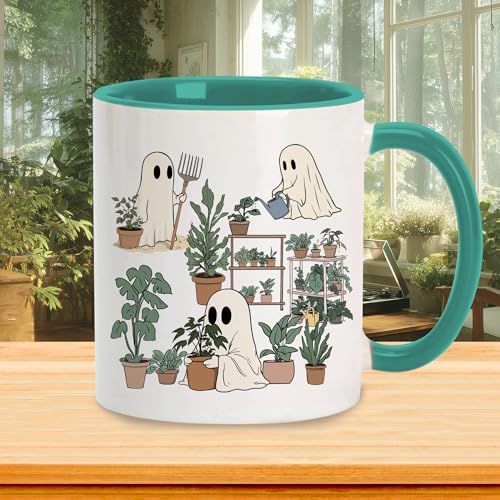 Hyturtle Cute Ghost Plant Mug Gifts For Plant Lovers on Birthday, Halloween