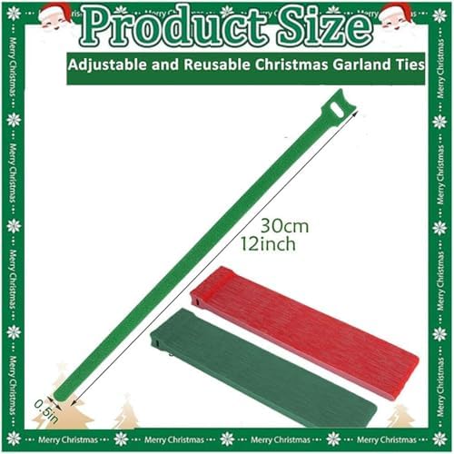 Christmas Garland Ties - 12" Multifunction Holiday Plant Cable Ties Adjustable Reusable Nylon Garden Plant Cable Strap for Xmas Tree Stairway Decoration Present Wrapping (50pcs Green)