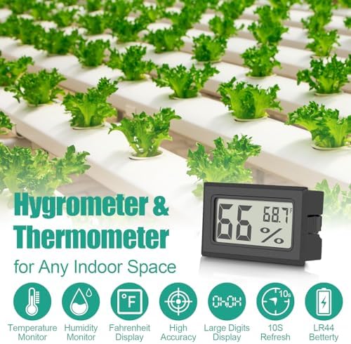 Vaikby 12-Pack Mini Digital Thermometer Hygrometer, Indoor Humidity Monitor, Temperature Humidity Gauge Meter with Fahrenheit (℉) for Bedroom, Greenhouse, Garden, Cellar, Closet, Fridge