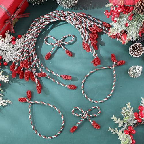 Zhengmy 20 Pcs 25 Inch Extra Long Christmas Garland Ties Christmas Decorative Twist Ties for Banister Reusable Flexible Twist for Holiday Xmas Home Decorations Craft Wrapping (Red Green White)
