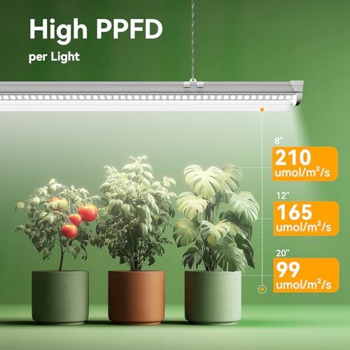 4FT Grow Lights for Indoor Plants,T8 5000K Full Spectrum Plant Light,540W(12 x 45W),LED Grow Light Strips whit Timer, Aluminum Reflector,Linkable,Plant Growing Lamp Fixture for Greenhouse Indoor 12pcs