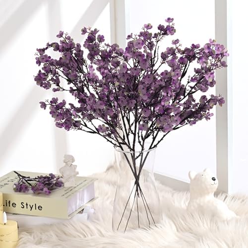 5 Pcs Fake Flowers, Babys Breath Artificial Flowers, Lavender Purple