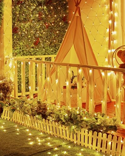 2 Pack 12×5FT 360 LED Christmas Net Lights Outdoor Mesh Lights Waterproof