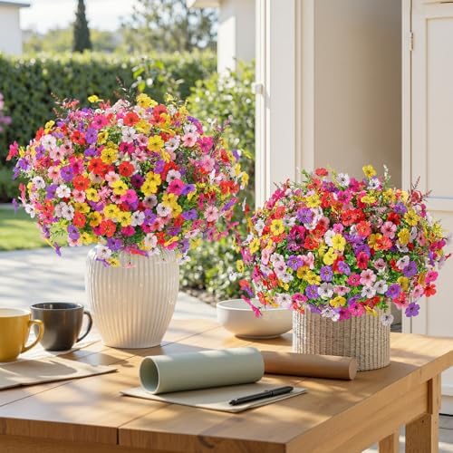 SHareconn 24 Bundles Artificial Flowers for Outdoors UV Resistant Decor