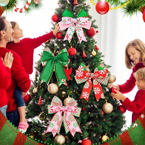 9 Rolls Christmas Wired Ribbon Candy Peppermint Wreaths