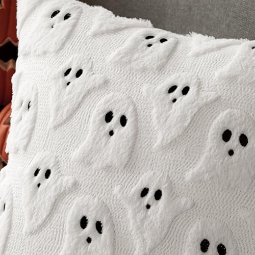 MIULEE White Halloween Pillow Covers Cute Ghost Decor Set of 2 20x20