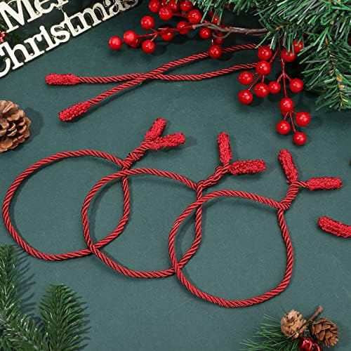 Zhengmy 8 Pcs 20 Inches Christmas Garland Ties Christmas Decorative Twist Ties for Banister Reusable and Flexible Twist for Xmas Home Decorations Holiday Craft Wrapping (Red)