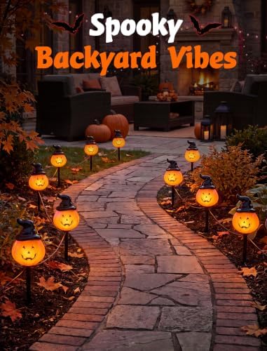 Halloween Pumpkin Pathway Lights, 4PCS Jack-o-Lantern Stakes