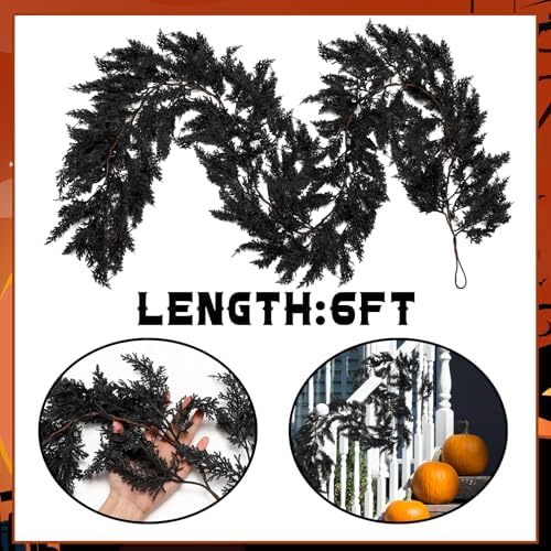 XunYee 6 Feet Black Halloween Garland, Gothic Vine Boughs