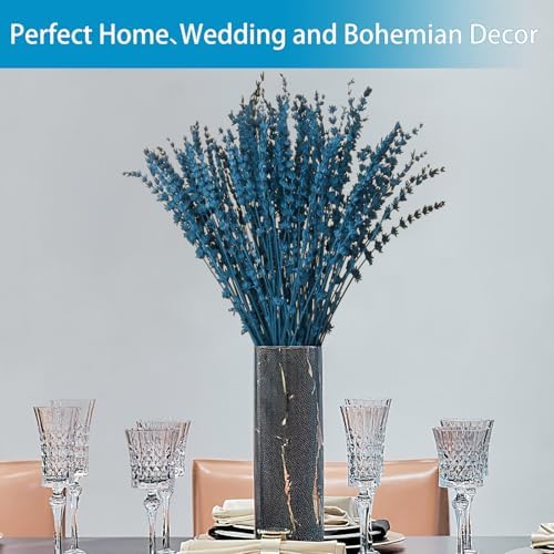 Glicrili Dried Lavender Flowers Real Stems Blue Bouquet for Vase Decor