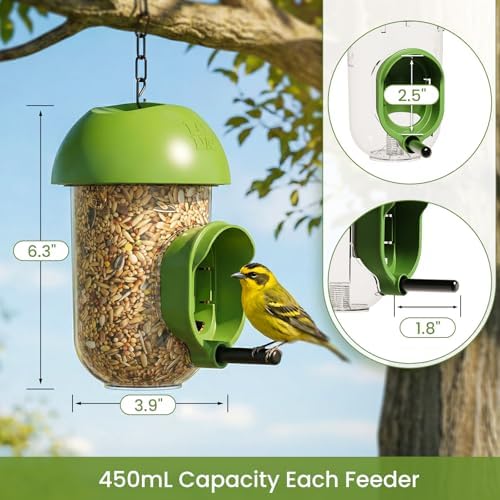 ‌LONA 2 Pack Tube Bird Feeders, Weatherproof Design with 1 Feeding Port