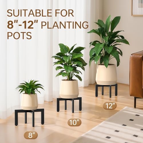 Metal Black Short Plant Stand With Adjustable Leveling Feet