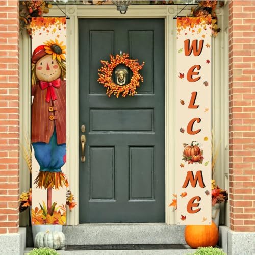 Fall Decor Banner,Scarecrow Thanksgiving Decorations Autumn Banner