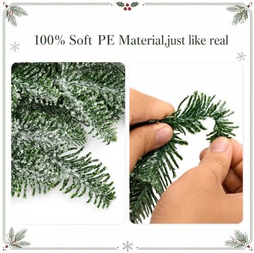 2 Pcs Extra-Long Snow Christmas Teardrop Swag, Artificial Frosted Door Swag