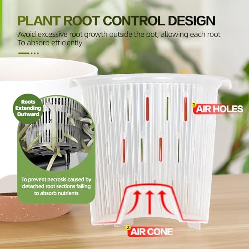 5Packs Self Watering Orchid Pots for Indoor Plants,5.8 Inch Macetas para Orqudeas,Flower Pots for Indoor Plants with Holes(White)