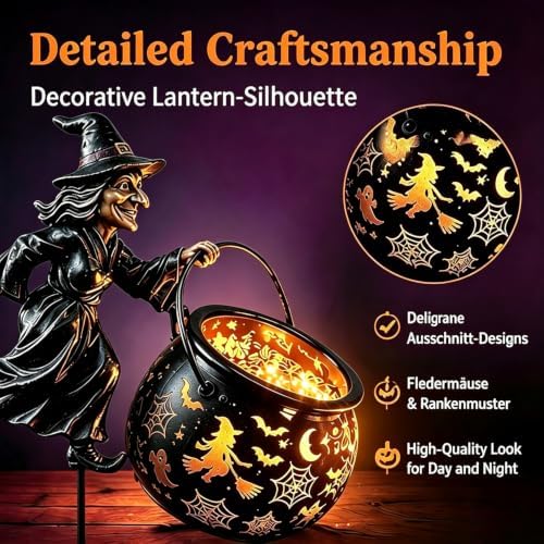 Halloween Witch Cauldron Garden Light，3D：1
