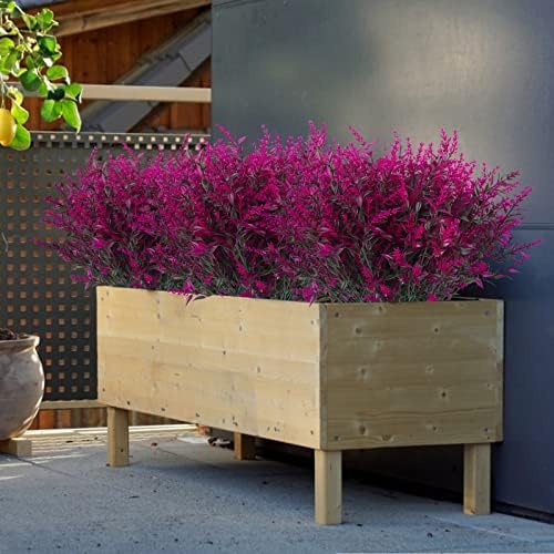 RECUTMS Outdoor Artificial Plant UV Resistant Flower Fake Stems Plants 12Pc