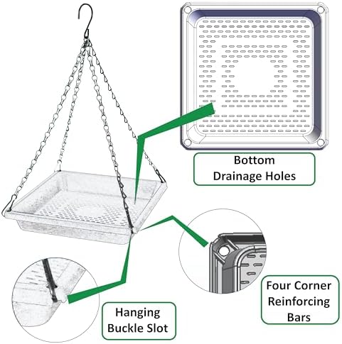 Large Hanging Bird Feeder Tray, Platform Spacious Birds Feeder with Mesh Tray, Sturdy and Drainage Bird Feeder for Bluebirds Cardinals Goldfinches (12.5 inch, Red)