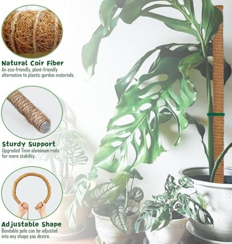 2 Pack 47.24-Inch Bendable Moss Poles for Monstera and Climbing Plants