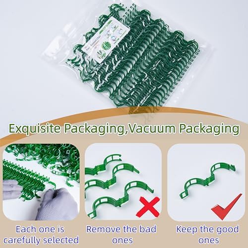 300Pcs Garden Vine Plant Support Clips,Plastic Fixing Clips for Securing and Training Climbing Plants,Tomatoes,Grapes,Vine Vegetables and Potted Plant (300, Black)