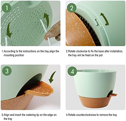 UOUZ 12inch 2Pack Large Self Watering Planters, Plastic Plant Pots with 60oZ Removable Deep Reservoir and Multi Mesh Drainage Holes for Indoor Outdoor Garden Plants and Flowers, Green with Brown
