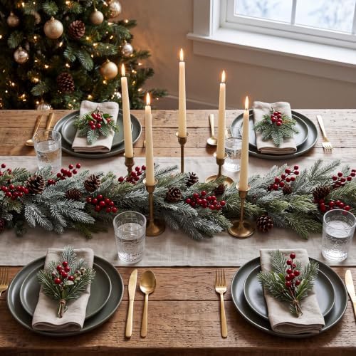 Yunlly 40 Pcs Christmas Artificial Pine Needle Branches, Simple