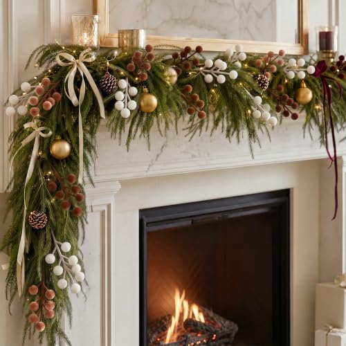 48 Pcs Brown Beige 6.5 Inch Christmas Holly Berry Stems