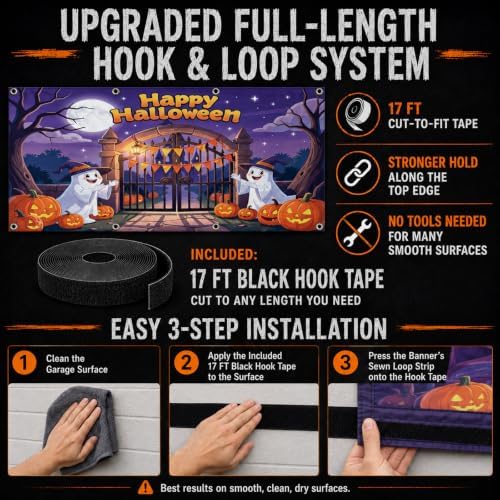 Halloween Garage Door Cover 7 x 16 ft, Ghost Gathering Banner