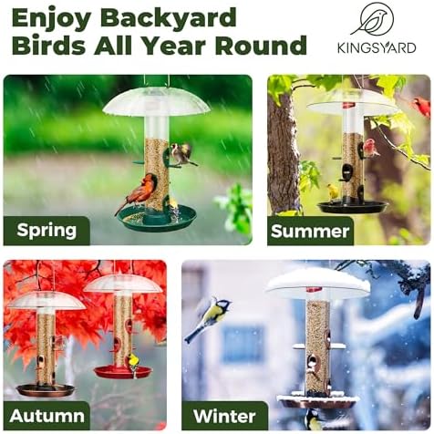 Kingsyard 6-Port Tube Bird Feeder for Outdoors Hanging