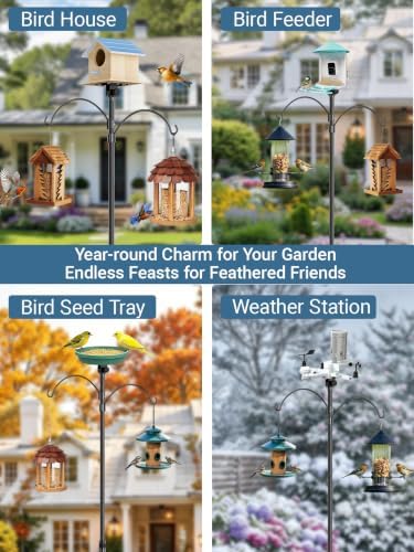 107 Inch Bird Feeder Pole, Heavy Duty 1-Inch Stainless Steel Stand